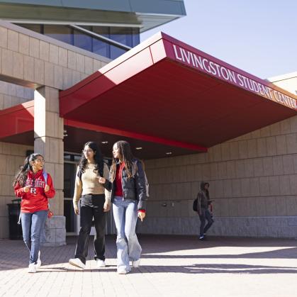 Students exiting the Livingston Student Center